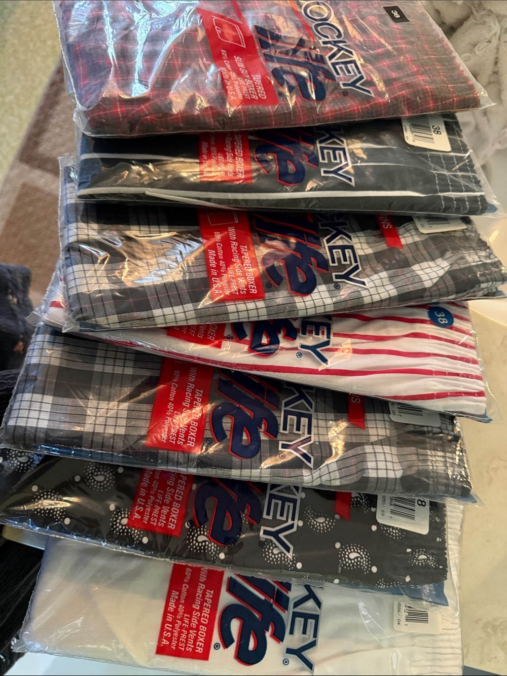 Jockey Men’s Boxers - all 7 brand new Black, Gray, White, Red Stripes